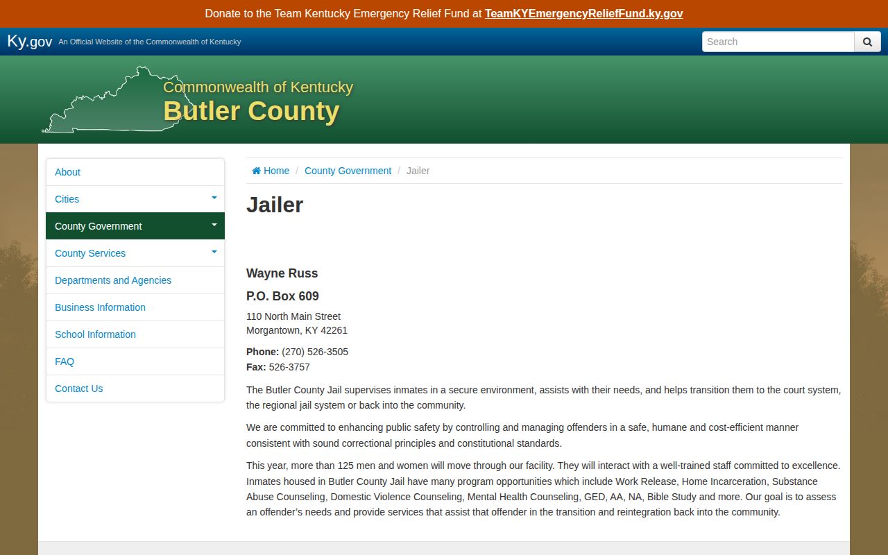 Butler County Jail released inmate records office information