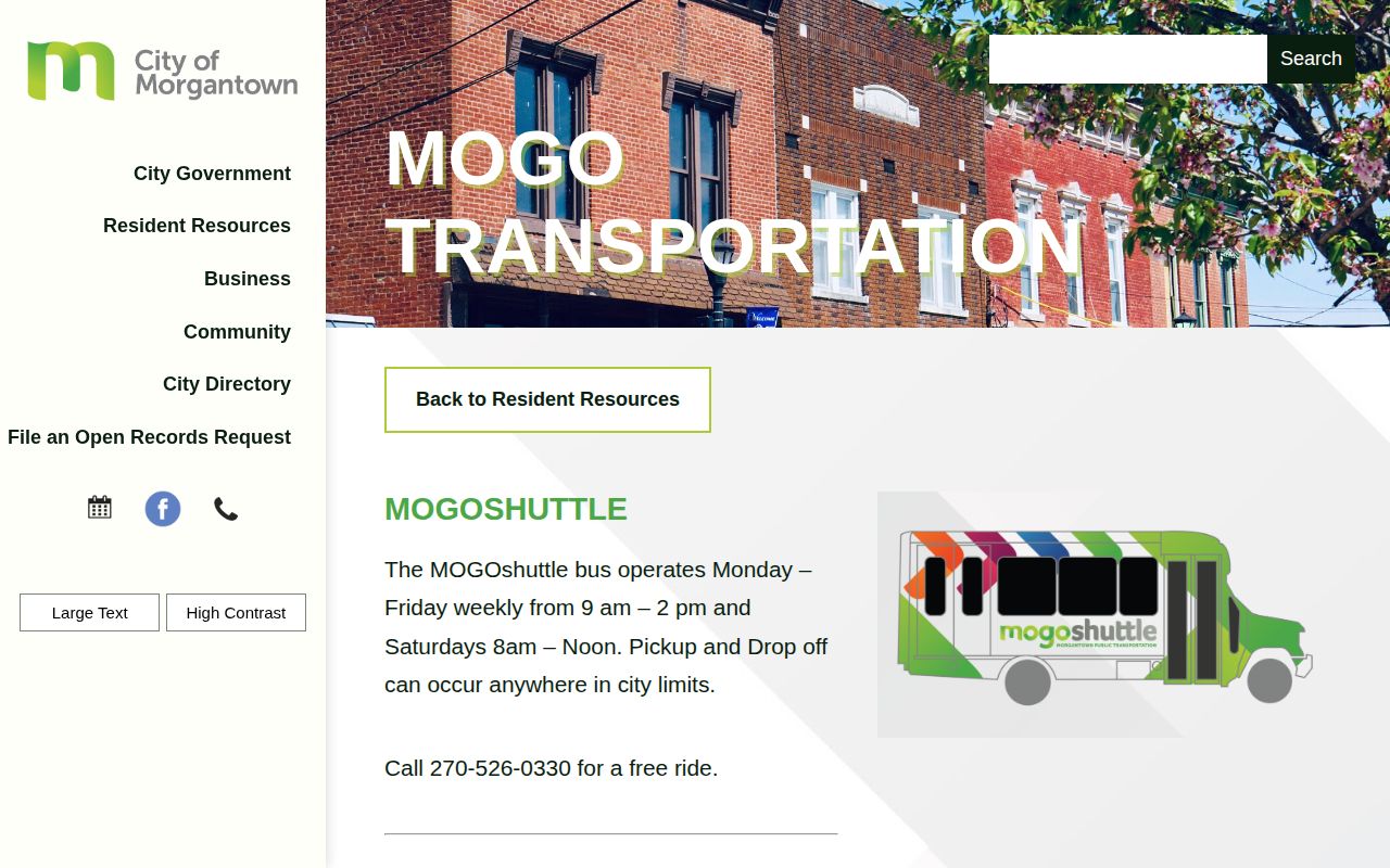 Morgantown MOGOshuttle information for transportation after a Butler County release